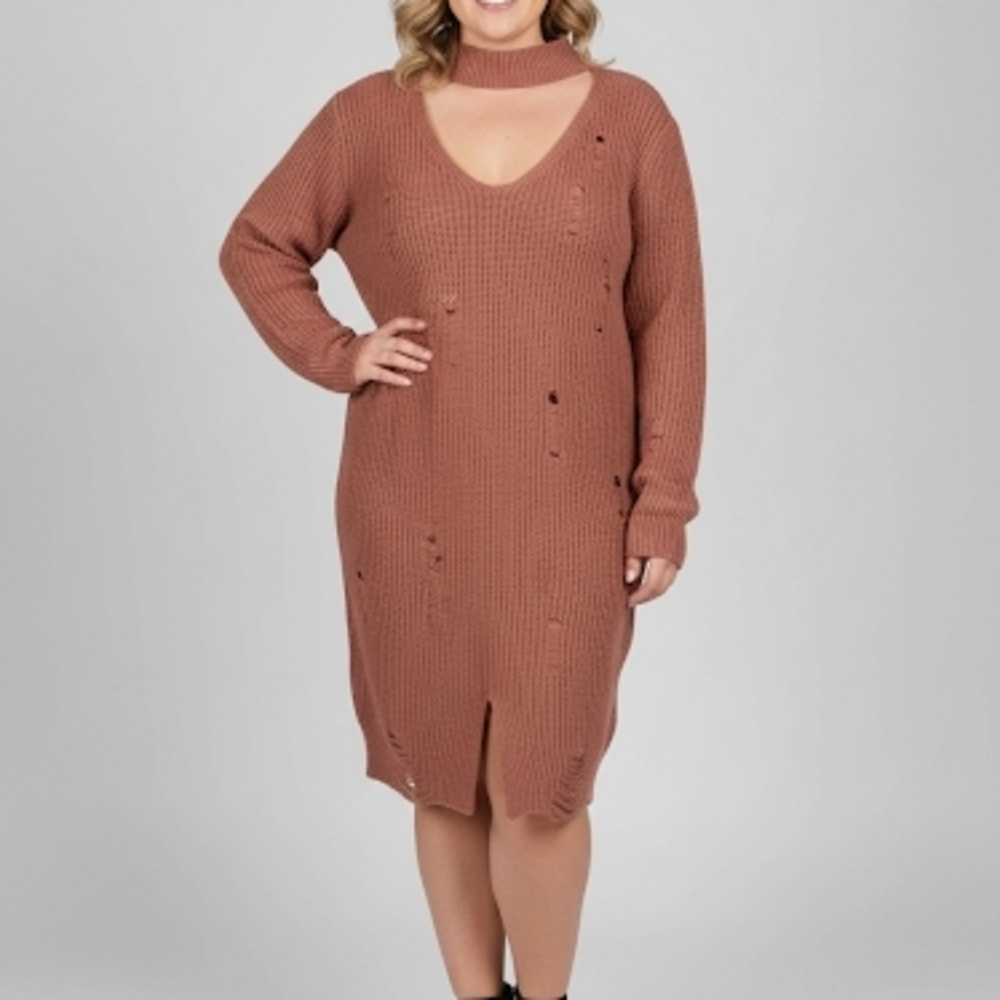 Women's Brown Knit Dress